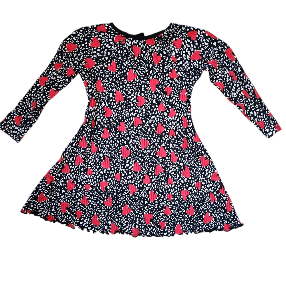 Girls' Ribbed Stretch Love Heart Dress by Marks & Spencer, Size 4-5 years